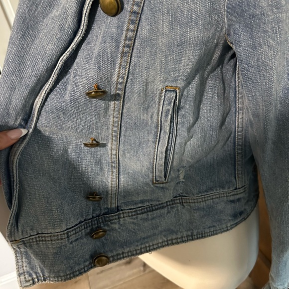 Vintage Free People Light Blue Jean Jacket with Brass Buttons - Picture 2 of 6